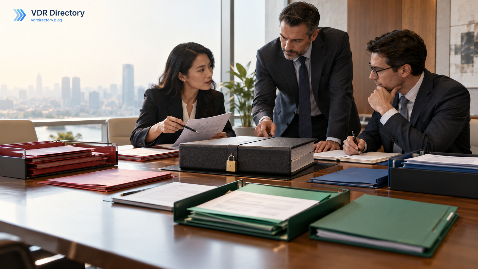 M&A data room evaluation materials used to review security workflow and closing requirements
